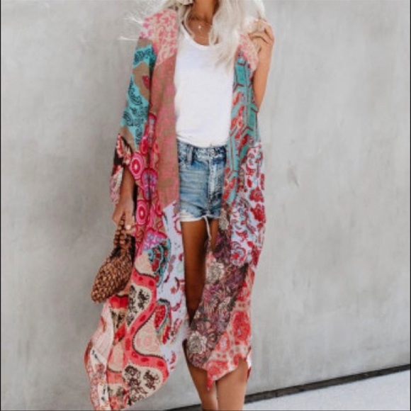 🥳HP🥳 Floral Bohemian Kimono - Picture 2 of 7